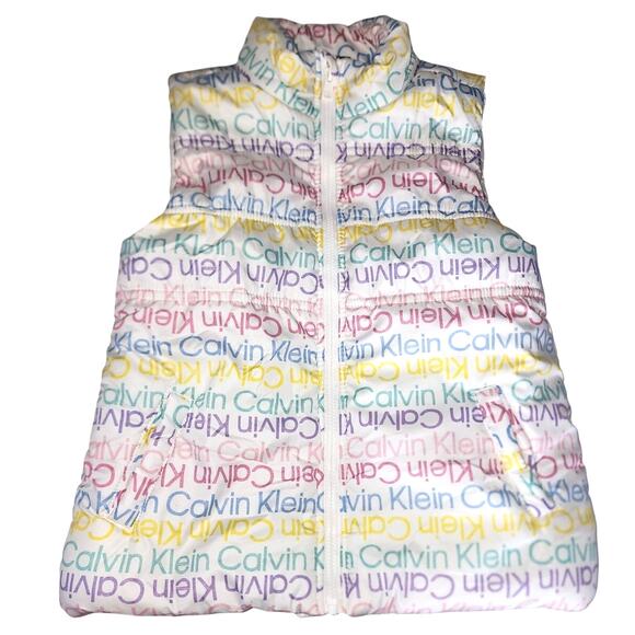 Calvin Klein Girls Full Zip Pockets Multicolored Puffer Vest Size Small - Picture 1 of 4
